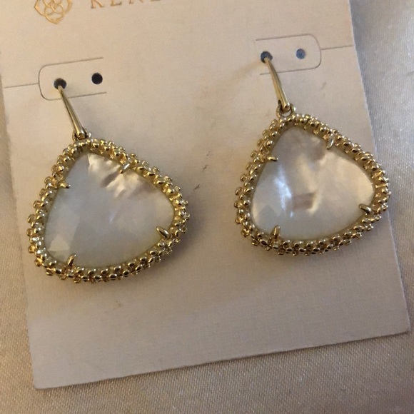Kendra Scott Framed Kendall Drop Earrings With Ivory Mother Of Pearl NWT - Picture 5 of 12